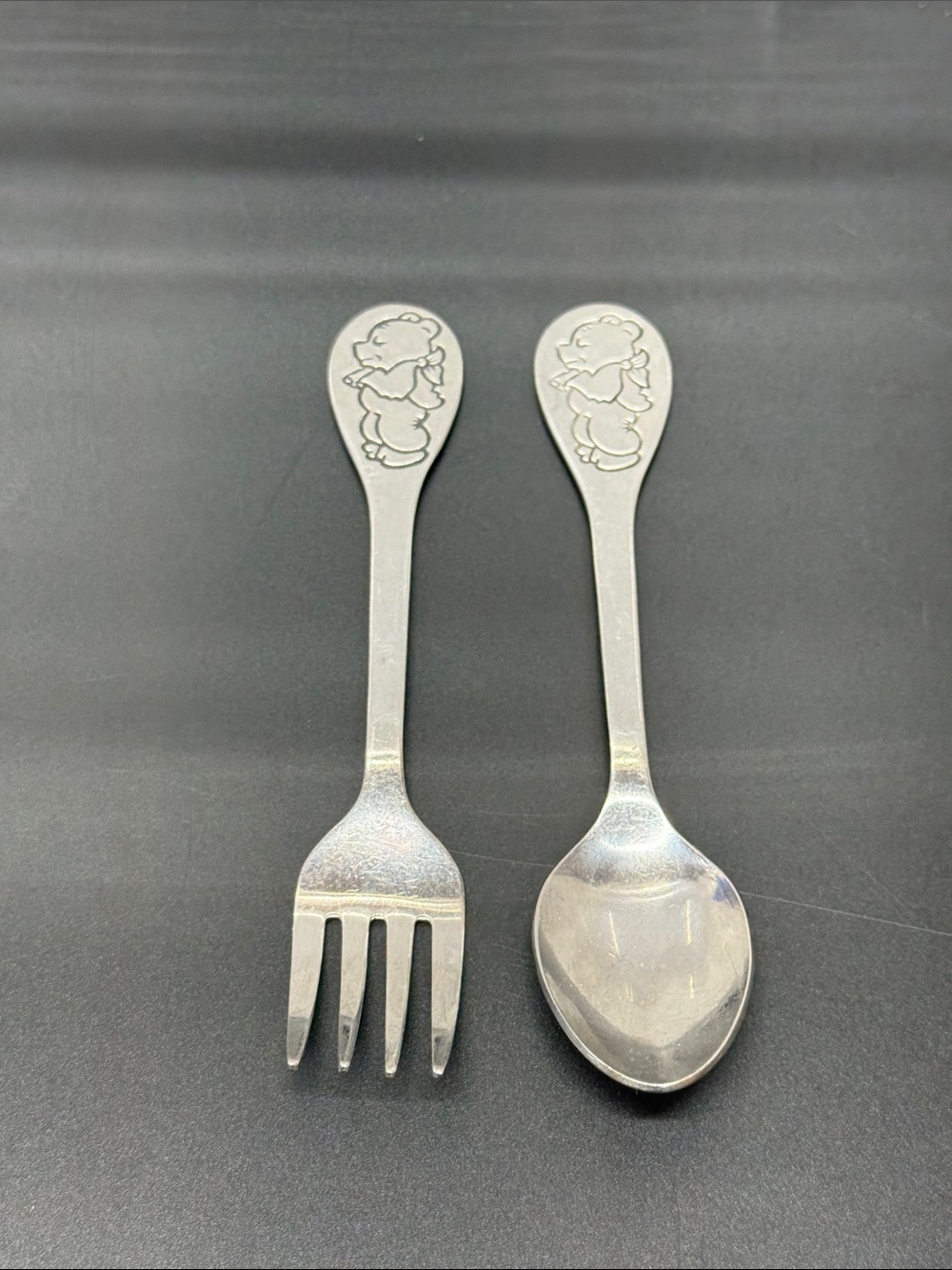 VTG Tommee Tippee Winnie the Pooh Fork Spoon Stainless Toddler Child